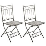 Lot de 2 chaises pliable de jardin terrasse balcon design rustique en fer forg� bronze 10 0003130