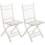 Lot de 2 chaises pliable de jardin terrasse balcon design rustique en fer forgé crème vieilli 10 0003128 ... Lot de 2 chaises pliable de jardin terrasse balcon design rustique en fer forgé crème vieilli 10 0003128 ...