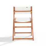 Lot de 2 chaises pliantes en bois d'eucalyptus + textilne blanc