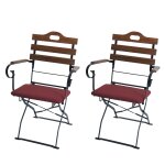 Lot de 2 chaises de terrasse hwc - j40, chaise pliante, qualit� restauration, acacia brun clair, rembourrage ...