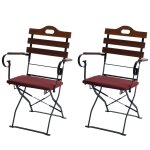 Lot de 2 chaises de terrasse hwc - j40, chaise pliante, qualit� restauration, acacia marron, coussin ...