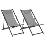 Lot de 2 chiliennes cyprus - textil�ne gris / structure anthracite