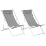 Lot de 2 chiliennes cyprus - textil�ne gris / structure blanche