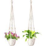 Lot de 2 cintres en macram pour plantes tisses bohme avec perles en bois faites a la main en corde ...