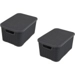 Lot de 2 corbeilles design rotin taille s 7 l plastique pp anthracite 7 l Lot de 2 corbeilles design rotin taille s 7 l plastique pp anthracite 7 l