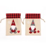 Lot de 2 d�corations de no�l en jute avec cordon de serrage pour poup�e sans visage, sac a bonbons, sac ...
