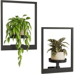 Lot de 2 etag�res murales a suspendre pour plantes d'int�rieur et d'ext�rieur - support mural en m�tal ...