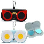 Lot de 2 etuis a lunettes de dessin anim� pour femmes (noir et bleu), etui a lunettes de soleil portable, ...