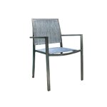 Lot de 2 fauteuils de jardin en aluminium et textilène empilable aspect teck gris santorin - jardiline ... Lot de 2 fauteuils de jardin en aluminium et textilène empilable aspect teck gris santorin - jardiline ...