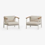 Lot de 2 fauteuils de jardin en aluminium et tissu boucl� yervin