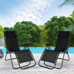 Lot de 2 fauteuils de jardin inclinables relax noir