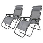 Lot de 2 fauteuils de jardin inclinable z�ro gravit�  sintra  - gris
