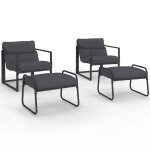Lot de 2 fauteuils de jardin marco avec repose pieds gris coussin gris anthracite