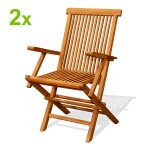 Lot de 2 fauteuils pliants jardin teck massif brut Lot de 2 fauteuils pliants jardin teck massif brut