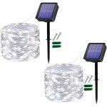 [lot de 2] guirlande lumineuse extrieur solaire, 12m 120 led guirlande guinguette extrieure etanche ...