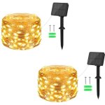 Lot de 2 guirlande lumineuse exterieure, 5m 50led guirlande solaire 8 modes ip65 etanche solaire lumineuse ...