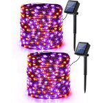 [lot de 2] guirlande lumineuse solaire, 14m 120 led guirlande guinguette solaire exterieure, 8 modes ...
