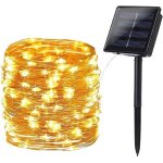 [lot de 2] guirlande lumineuse solaire, 14m 120 led guirlande guinguette solaire exterieure, 8 modes ...