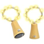 Lot de 2 guirlandes lumineuses solaires pour bouteille de vin 2 m 20 led blanc chaud
