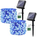 [lot de 2] guirlande lumineuse solaire exterieur, 120led 12m / 40ft guirlande guinguette etanche 8 modes ...