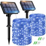 Lot de 2 guirlande solaire exterieur, 15 + 2m 150led guirlande lumineuse exterieure solaire etanche 8 ...