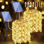 Lot de 2 guirlande solaire exterieur, 15m 150led lumineuse etanche, 8 modes d�coration pour jardin terrasse ...