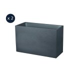 Lot de 2 jardini�res muret graphit 99, 5 x 39, 5 x 60 cm - 116 l - gris anthracite - eda