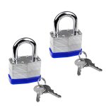 Lot de 2 lamin�s avec cl�s, 30 mm, robuste, r�sistant aux intemp�ries, a anse courte en acier lamin� ...