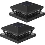 Lot de 2 lampes solaires led etanches pour poteaux en bois de 4 x 4, 5 x 5, pour terrasse, clture, (blanc ...
