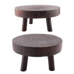 Lot de 2 mini tabourets en bois pour pr�sentoir a fleurs, etag�re pour plantes en pot, support pour bonsa�, ...