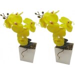 Lot de 2 orchides artificielles avec vase, 25, 4 cm, bonsa, fleurs papillon en soie avec pot pour mariage, ...