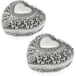 Lot de 2 petites botes a bijoux en mtal velours avec couvercle, style victorien sculpt, vintage, en ...