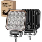 Phare de travail led 12v / 24v everbrite, lot de 2 projecteur led voiture 25w, 6000k, etanche ip66, feux ...