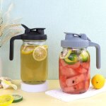 Lot de 2 pichets a eau en verre de 64 oz, pichet mason d'un demi - gallon avec couvercle herm�tique a ...