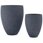 Lot de 2 pots de fleurs en argile fibreuse anthracite r�sistants aux intemp�ries 10 0007957