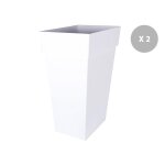 Lot de 2 pots de fleur carr toscane 43 x h. 80 cm - blanc