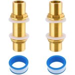 Lot de 2 raccords de cloison g3 / 4 en laiton - 10 cm - pour robinets, citernes de pluie, rservoirs ...