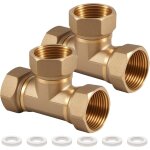 Lot de 2 raccords en t en laiton 1 / 2 , 1 / 2  igxigxig en laiton 90, filetage intrieur dn15, raccord ...