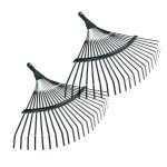 Lot de 2 râteaux à feuilles à 22 dents avec manche en bois ¿ outil de jardinage durable pour nettoyer ... Lot de 2 râteaux à feuilles à 22 dents avec manche en bois ¿ outil de jardinage durable pour nettoyer ...