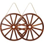 Lot de 2 roues de chariot en bois de 50 cm - décoration vintage pour jardin, bar de maison et garage ... Lot de 2 roues de chariot en bois de 50 cm - décoration vintage pour jardin, bar de maison et garage ...