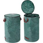 Lot de 2 sacs de jardin avec couvercle - 120 l - sacs a déchets verts - pliable - avec poignées - réutilisable ... Lot de 2 sacs de jardin avec couvercle - 120 l - sacs a déchets verts - pliable - avec poignées - réutilisable ...