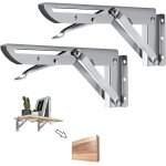 Lot de 2 supports pliables de 30 cm, support rabattable en acier inoxydable, support de table pliable ... Lot de 2 supports pliables de 30 cm, support rabattable en acier inoxydable, support de table pliable ...