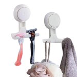 Lot de 2 supports de rasoir pour douche, crochets a ventouse puissants, crochets a ventouse amovibles ...