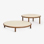 Lot de 2 tables basses de jardin rondes en bois d'acacia olivia beige semoline