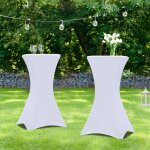Lot de 2 tables hautes pliantes 105 cm et 2 housses blanches