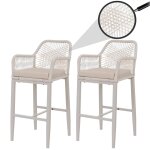 Lot de 2 tabourets de bar rope hwc - p91, tabourets de bar, tabourets de comptoir, coussins d'assise ...