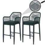 Lot de 2 tabourets de bar rope hwc - p91, tabourets de bar, tabourets de comptoir, coussins d'assise ...