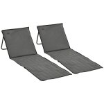 Lot de 2 tapis de plage rembourr�s pliables - matelas de plage - dossier inclinable, rangement - m�tal ...