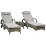 Lot de 2 transats bains de soleil grand confort : matelas, t�ti�re, inclinaison r�glable multipostions, ...