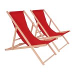 Lot de 2 transat en bois  chilienne  - 107 x 56. 5 x 81 cm - rouge